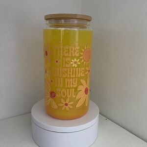 Sunshine Floral Glass Jar with Bamboo Lid